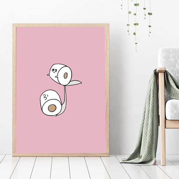 Toilet Paper Yoga Funny Quote Minimalist Wall Art Canvas Painting