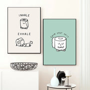 Toilet Paper Yoga Funny Quote Minimalist Wall Art Canvas Painting