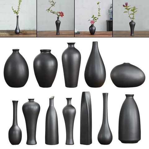 Modern Black Ceramic Flower Vase