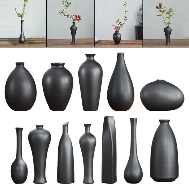 Modern Black Ceramic Flower Vase