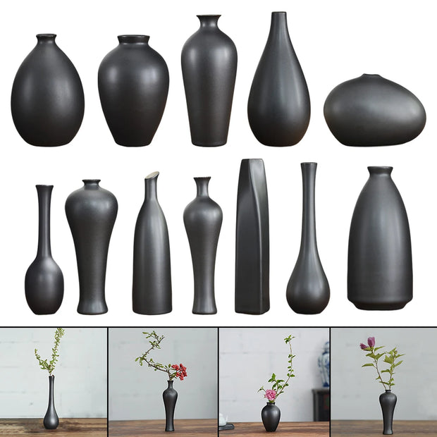 Modern Black Ceramic Flower Vase