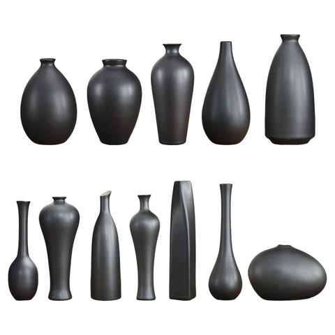 Modern Black Ceramic Flower Vase