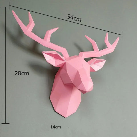 Modern 3D Deer Head Wall Sculpture: Home Decor Accent