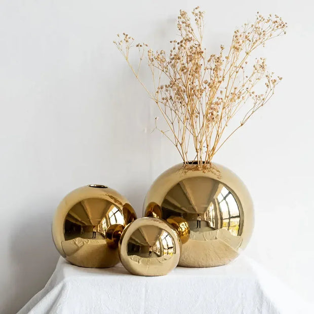 Golden Ball Ceramic Vase Ornaments