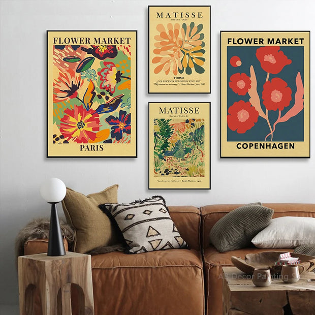 Flower Market Posters Retro Kraft Paper Prints Poster Vintage