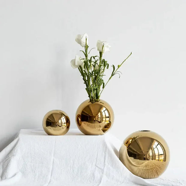 Golden Ball Ceramic Vase Ornaments