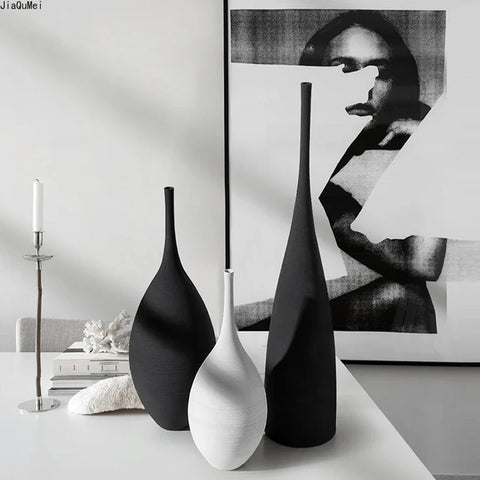 Ceramic Vase Black and White Creative Design Handmade Art Decoration