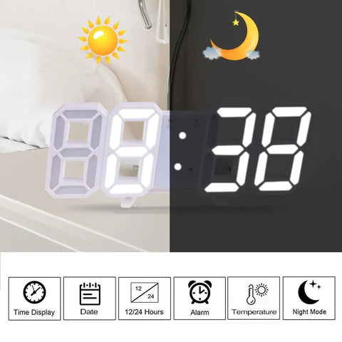 3D LED Digital Wall Clock Home