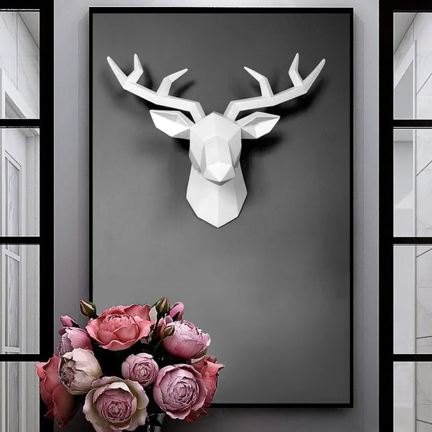 Modern 3D Deer Head Wall Sculpture: Home Decor Accent